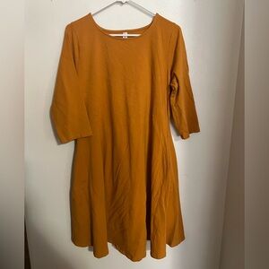 ZENANA Classic 3/4 Sleeve Swing Dress with Pockets Burnt Orange Women's Sz 1X